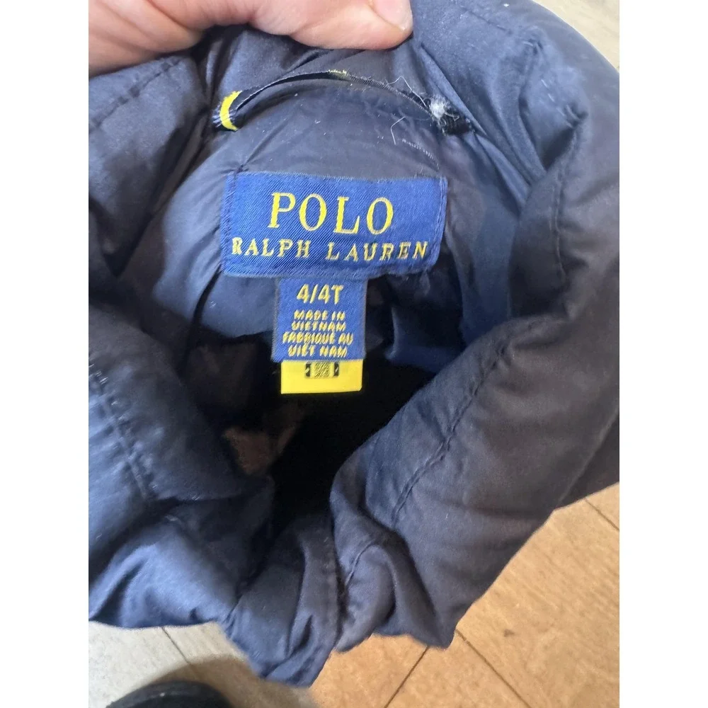 Polo Ralph Lauren Vest Toddler 4 Navy Blue Puffer Quilted Full Zip‎ Pony Logo